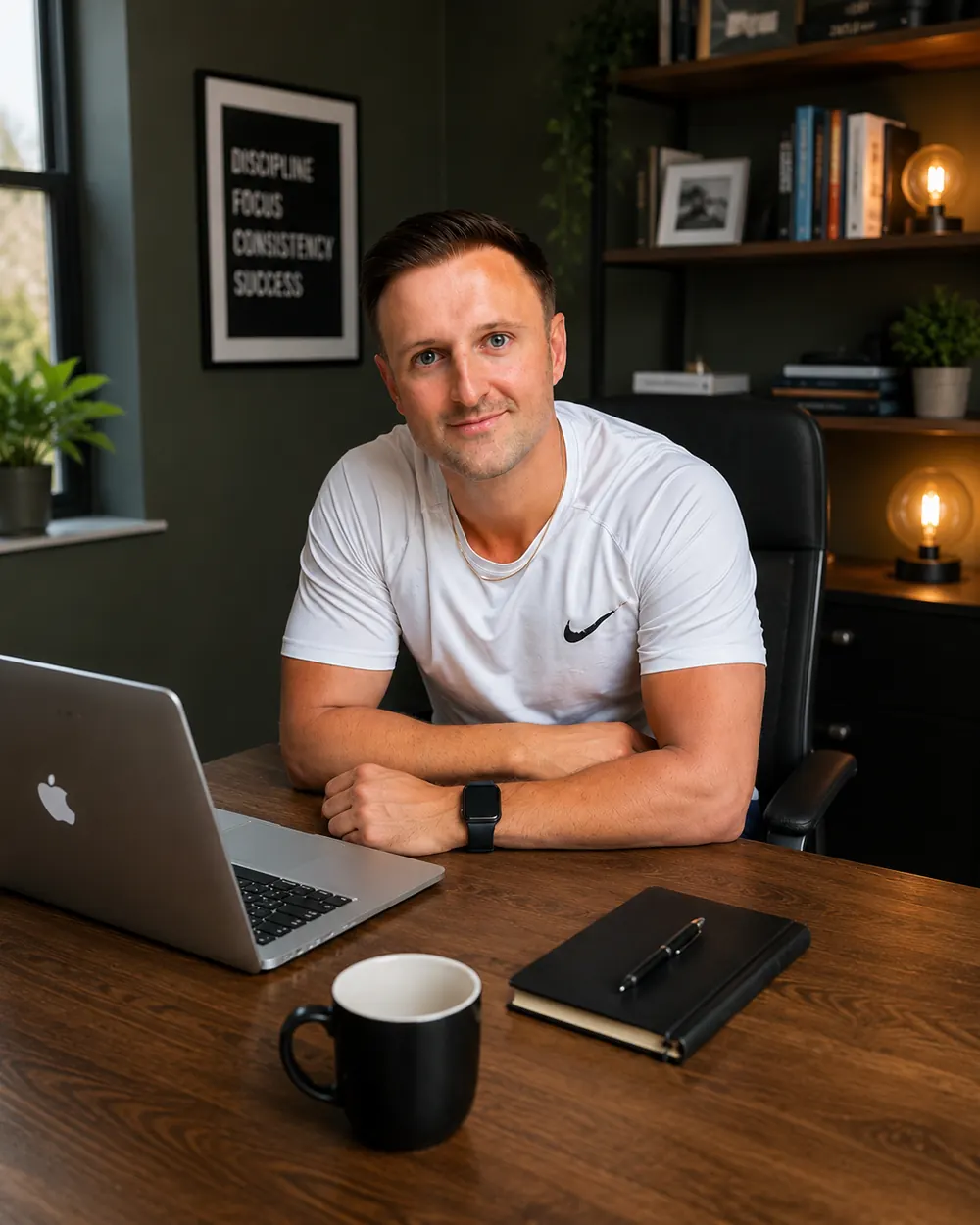 Oli McCann, founder of SUSTAIN, at his desk